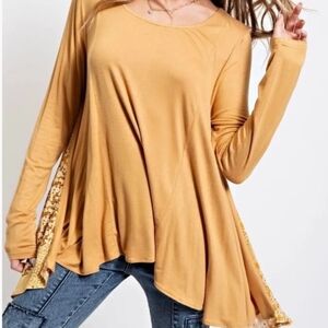 NWT Easel Asymmetrical Gold Long Sleeve Tunic. MEDIUM